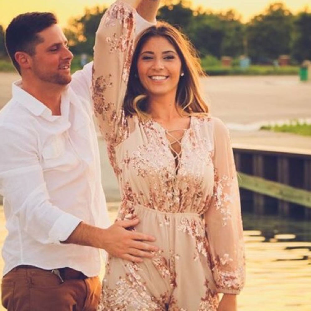 Gold sequin romper.